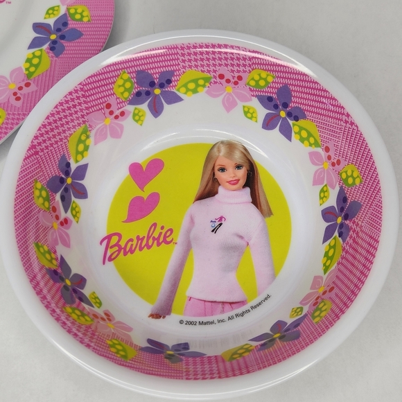 Vintage Barbie 3 Piece Melamine Dish Set Y2k 90s Nostalgia - Picture 2 of 3